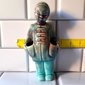 MCM La Mirada Turquoise Crackle Glaze Oriental Figures Planters Calif Pottery